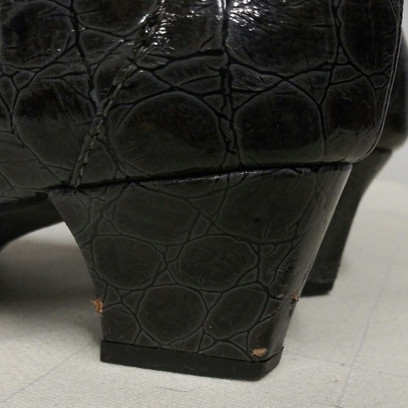 Naturalizer Gray Black Snakeskin Faux Leather Square Toe Slip On Pump Shoe - Picture 7 of 8